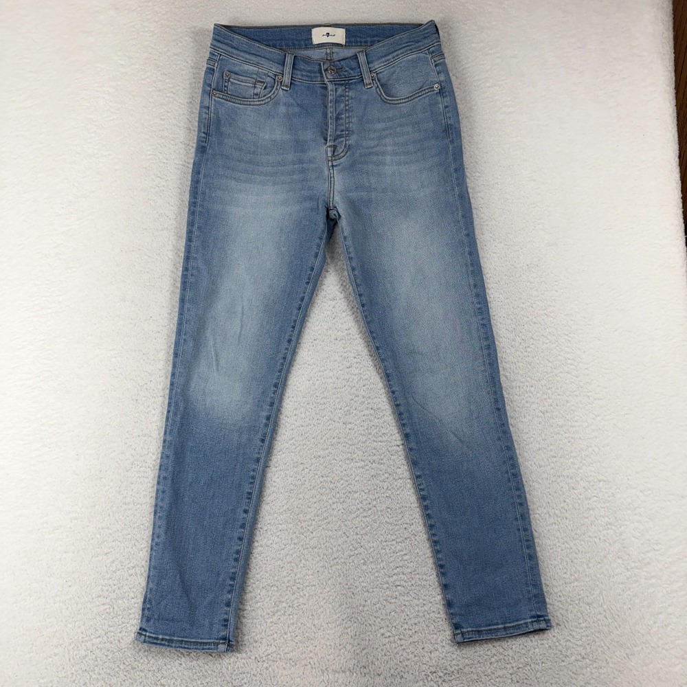 7 For All Mankind Josefina Jeans Women 25 Blue Denim Button Fly Stretch 28x26.5